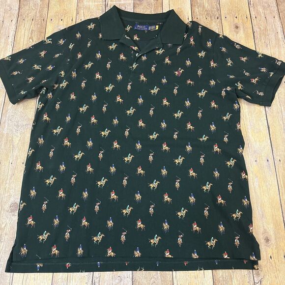 Polo Ralph Lauren Polo Shirt All Over Pony Logos 2XB Big & Tall Hunter Green - Picture 2 of 8